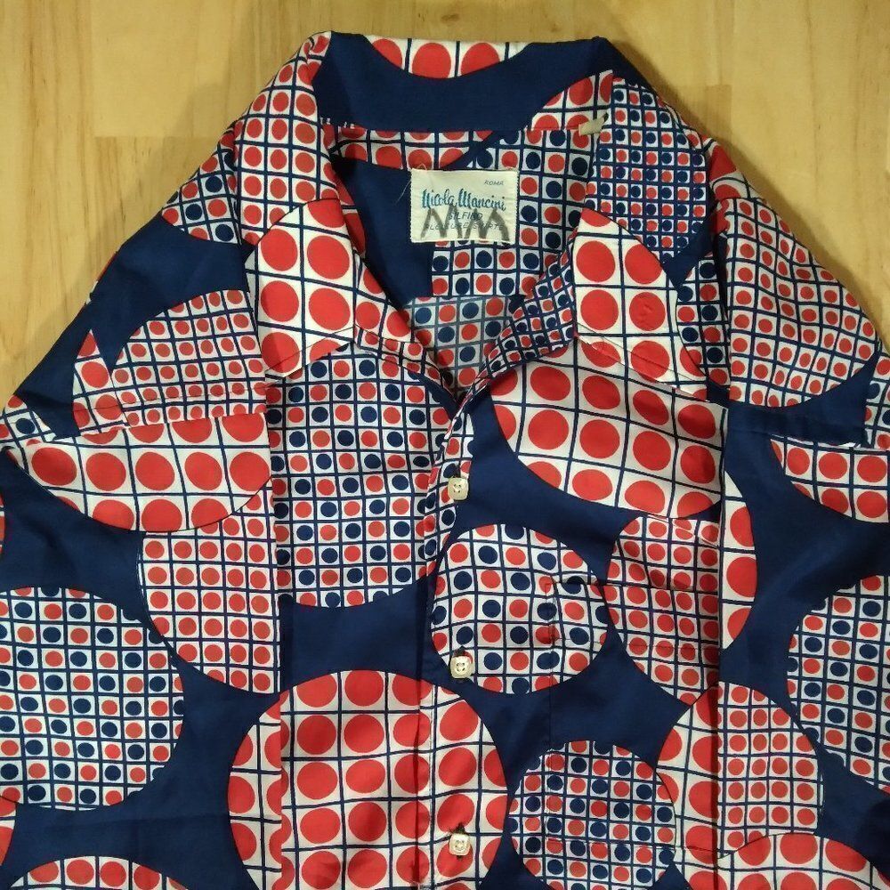 Nicola Mancini Geometric Pattern Polyester Disco Shirt